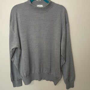 NORM THOMPSON Men’s Mock Neck Gray Silk Cotton Blend Sweater Size XL Lightweight